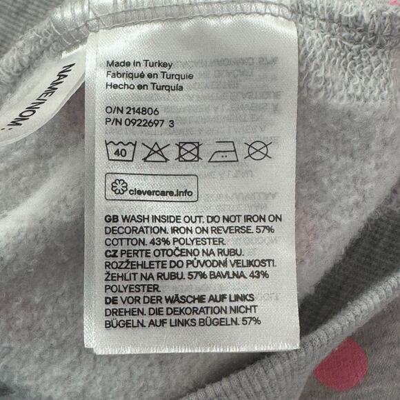 H&M Sweatshirt Girls 8/10 Heather Gray Pink Polka Dot Sequin Unicorn Pullover - Picture 5 of 6